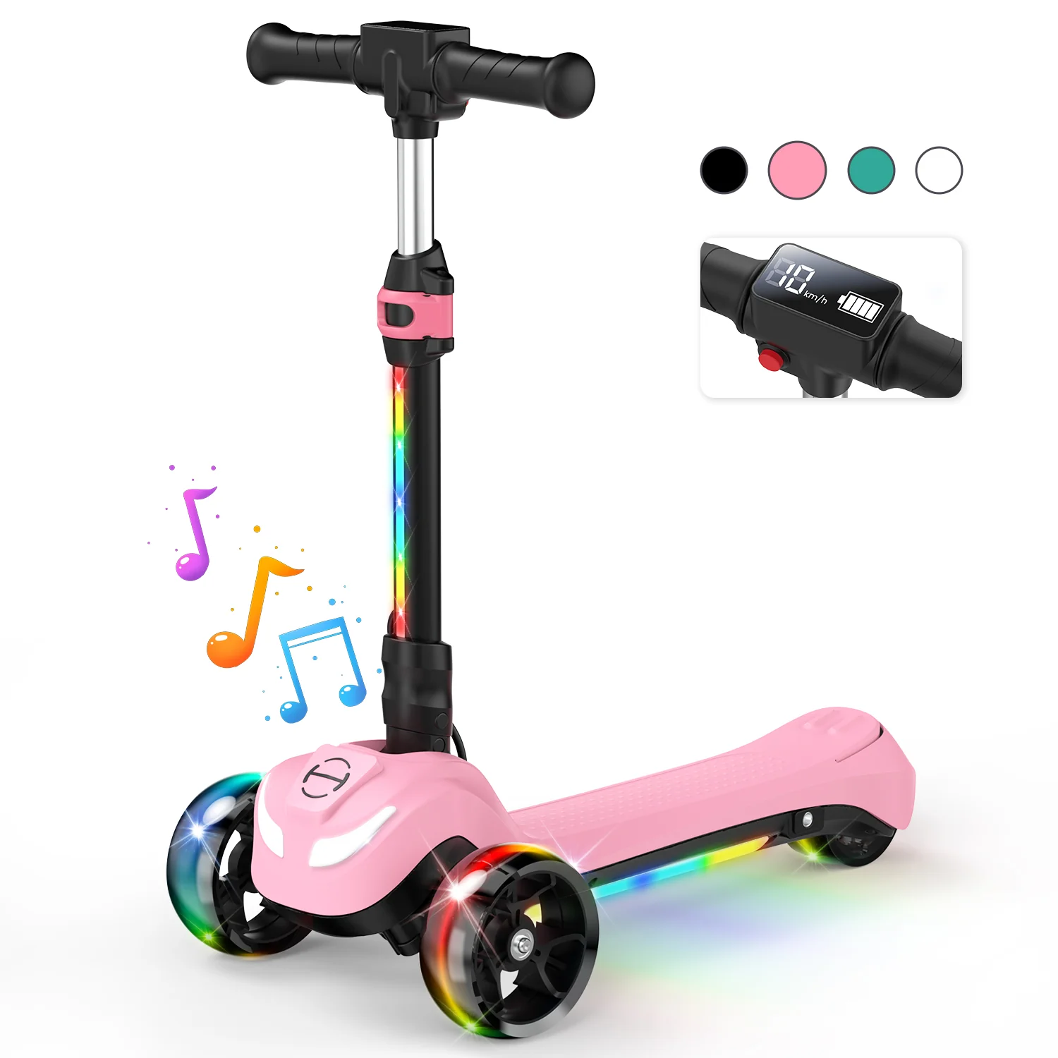 iK1S / B2 Kids Electric Scooter with Colorful Flashing Wheels - Image 14