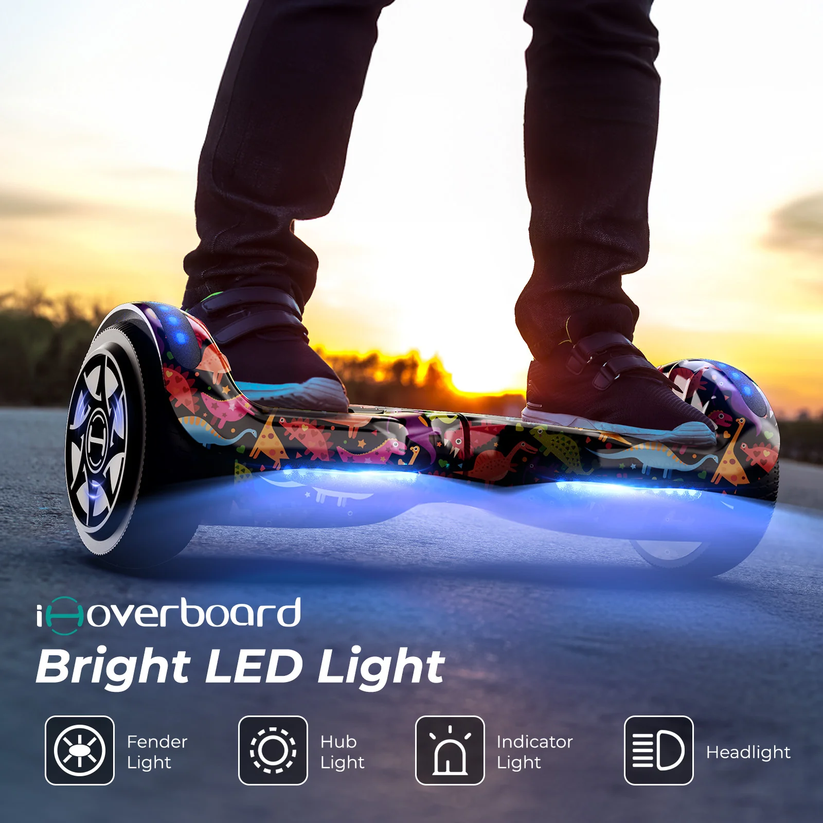 H1 Self Balancing Hoverboard with Bluetooth Music and LED Lights - Multiple Colors - Image 13