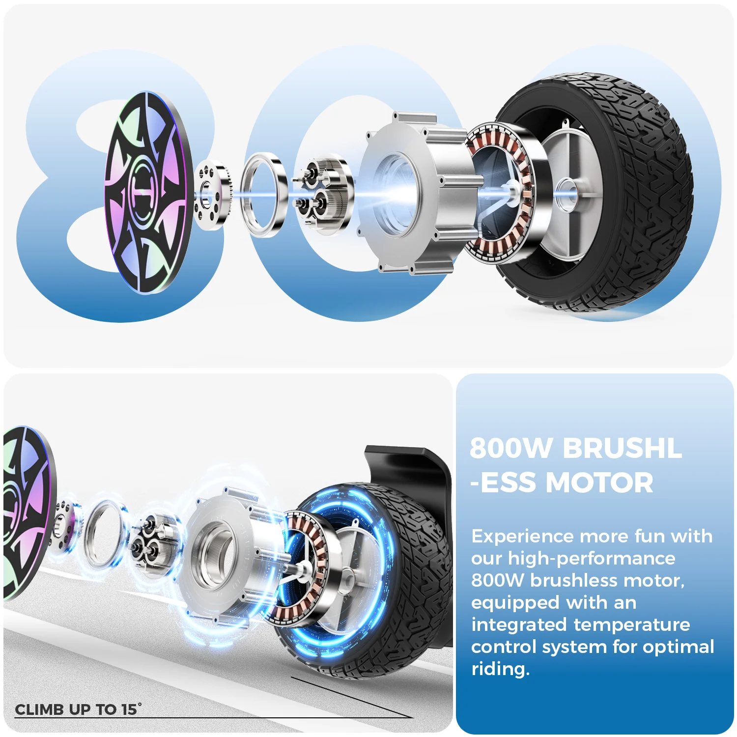 H8Max 8.5" Off Road Hoverboard with Bluetooth Music and LED Lights - Self Balancing System - Image 6