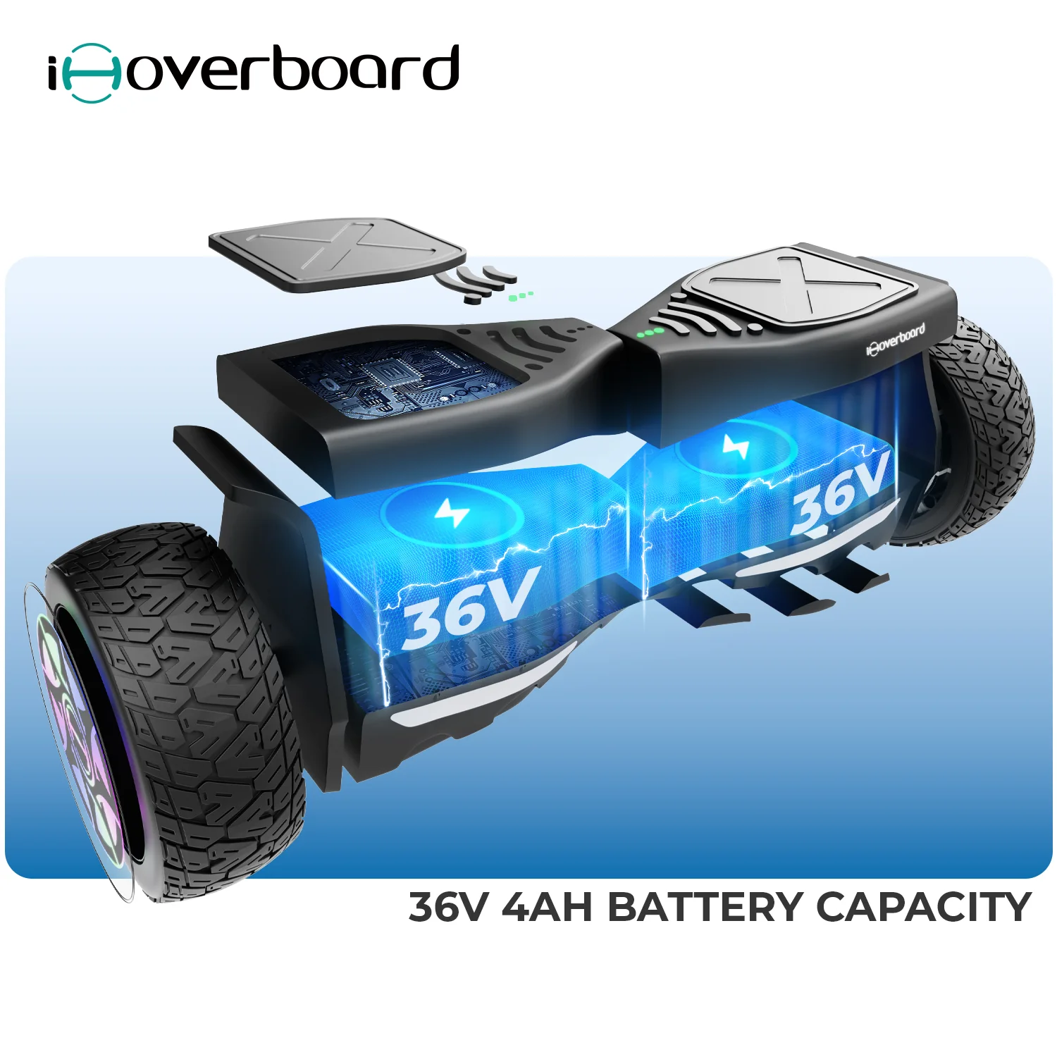 H8Max 8.5" Off Road Hoverboard with Bluetooth Music and LED Lights - Self Balancing System - Image 7