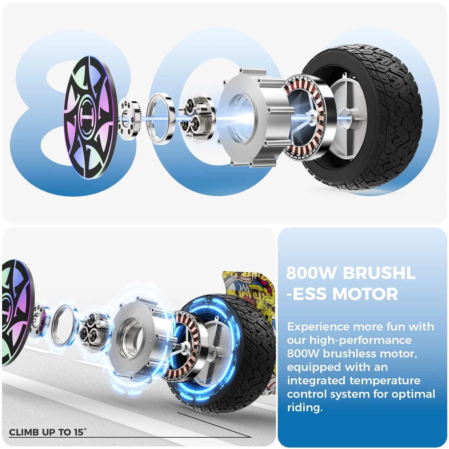 8.5" H8Max Off Road Hoverboard with Bluetooth Music and LED Lights - Self Balancing System - Image 5