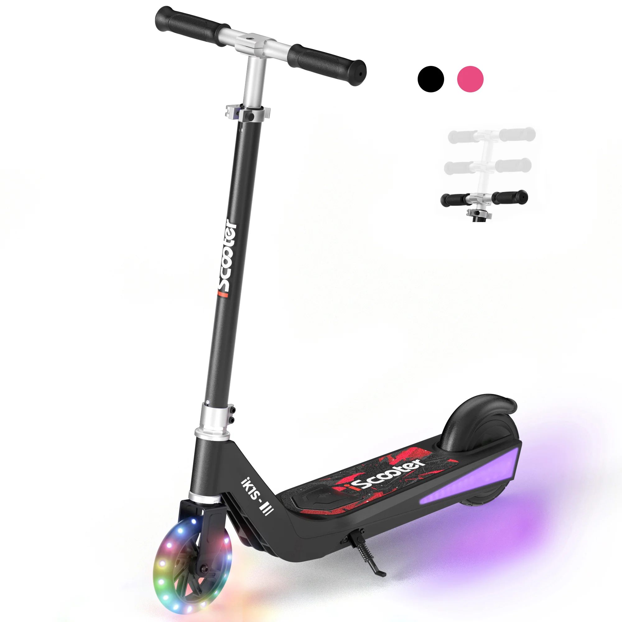 iK1S / B2 Kids Electric Scooter with Colorful Flashing Wheels - Image 3