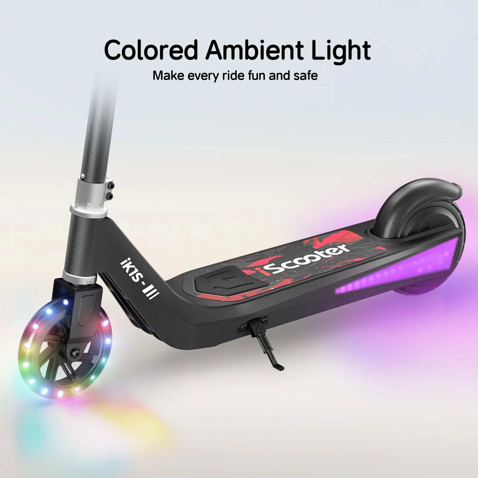 iK1S / B2 Kids Electric Scooter with Colorful Flashing Wheels - Image 4