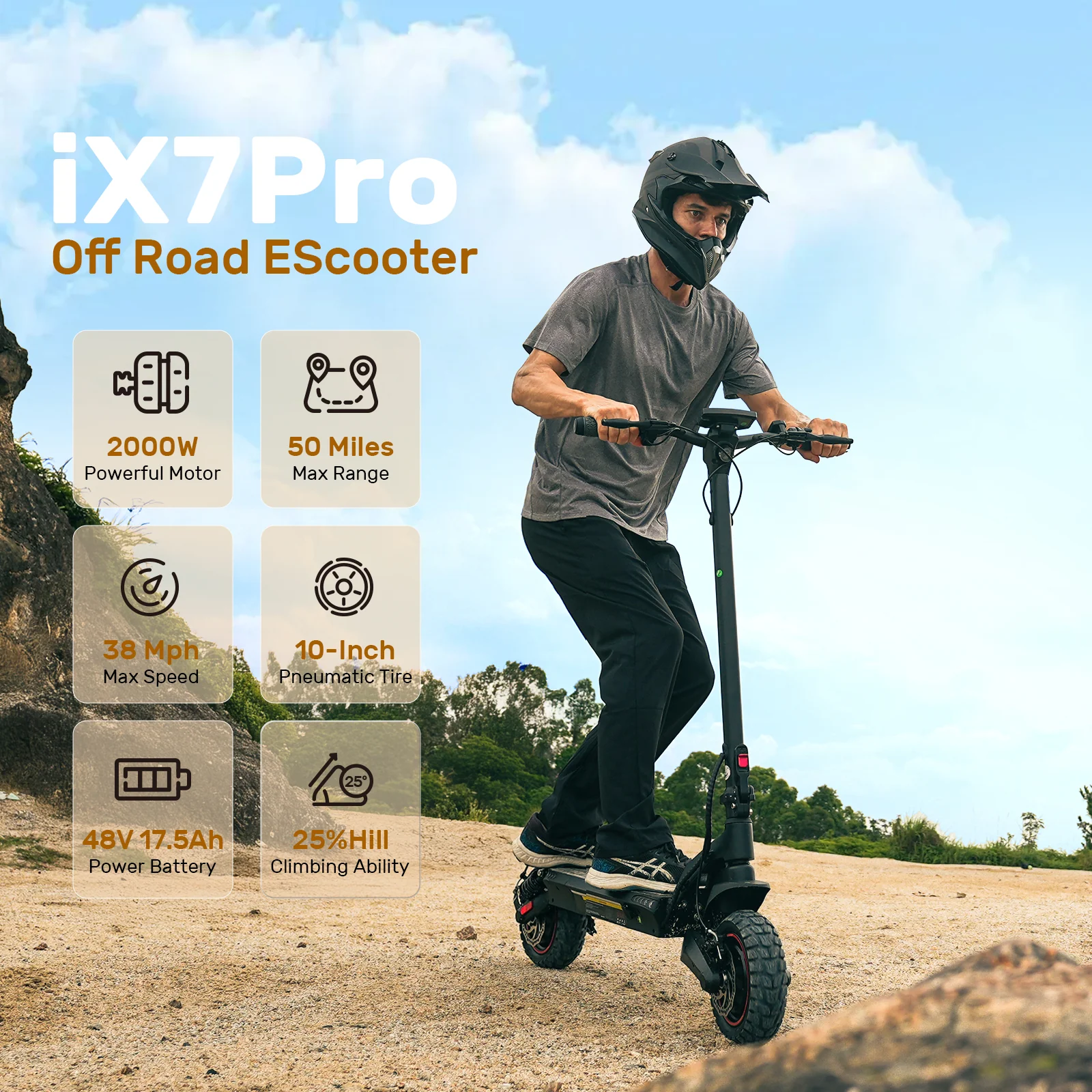 iScooter iX-Series 1200W Off Road Electric Scooter - Image 17