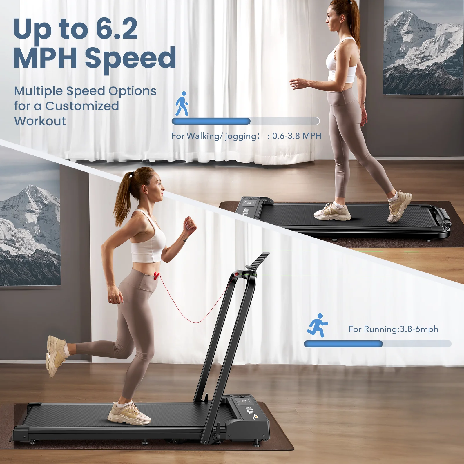 JT51 / JT52 Folding Walking Pad Treadmill with Handrails - Image 5