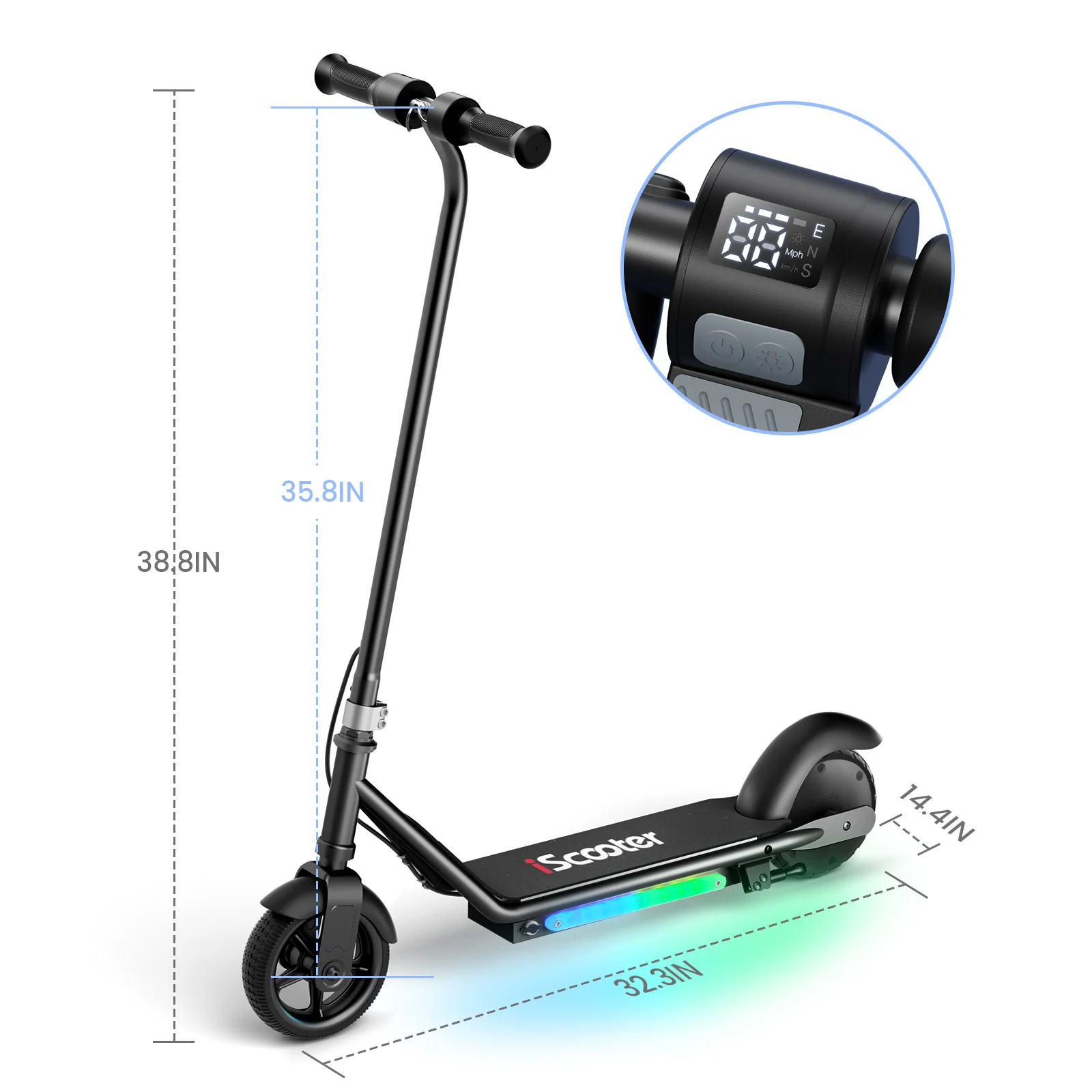 iScooter iK3Pro/iK1S Electric Scooter for Kids with Colorful Lights - Image 25