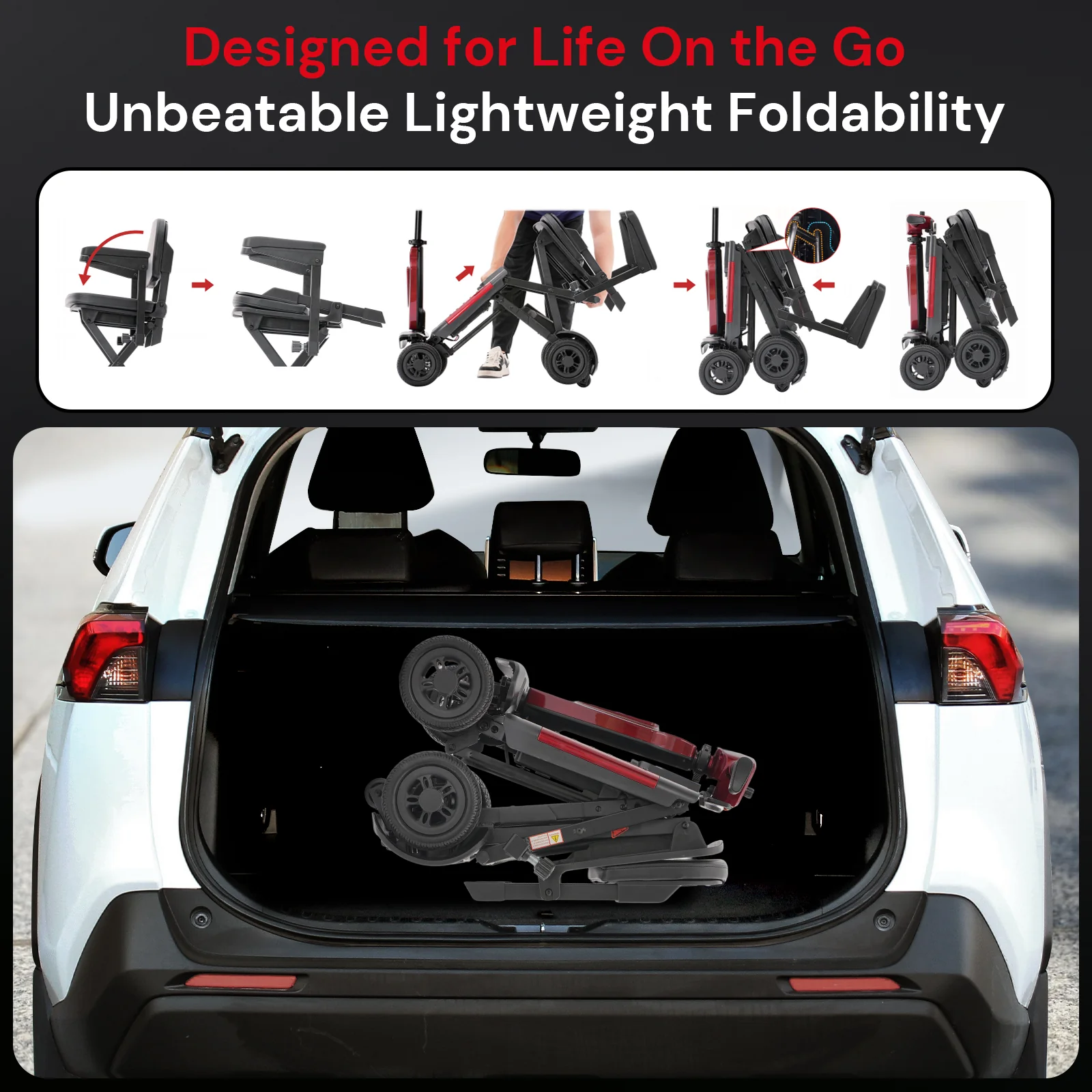 iScooter X11 4-Wheel Folding Mobility Scooter - Image 3
